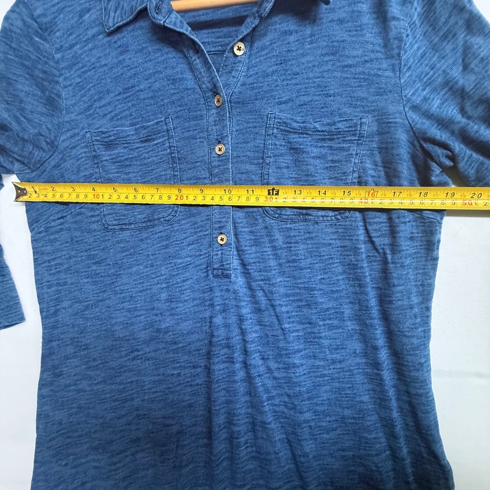 Talbots Shirt Dress Womens Medium Blue Slub Knit 100% Cotton 3/4 Sleeve Casual - Picture 8 of 9